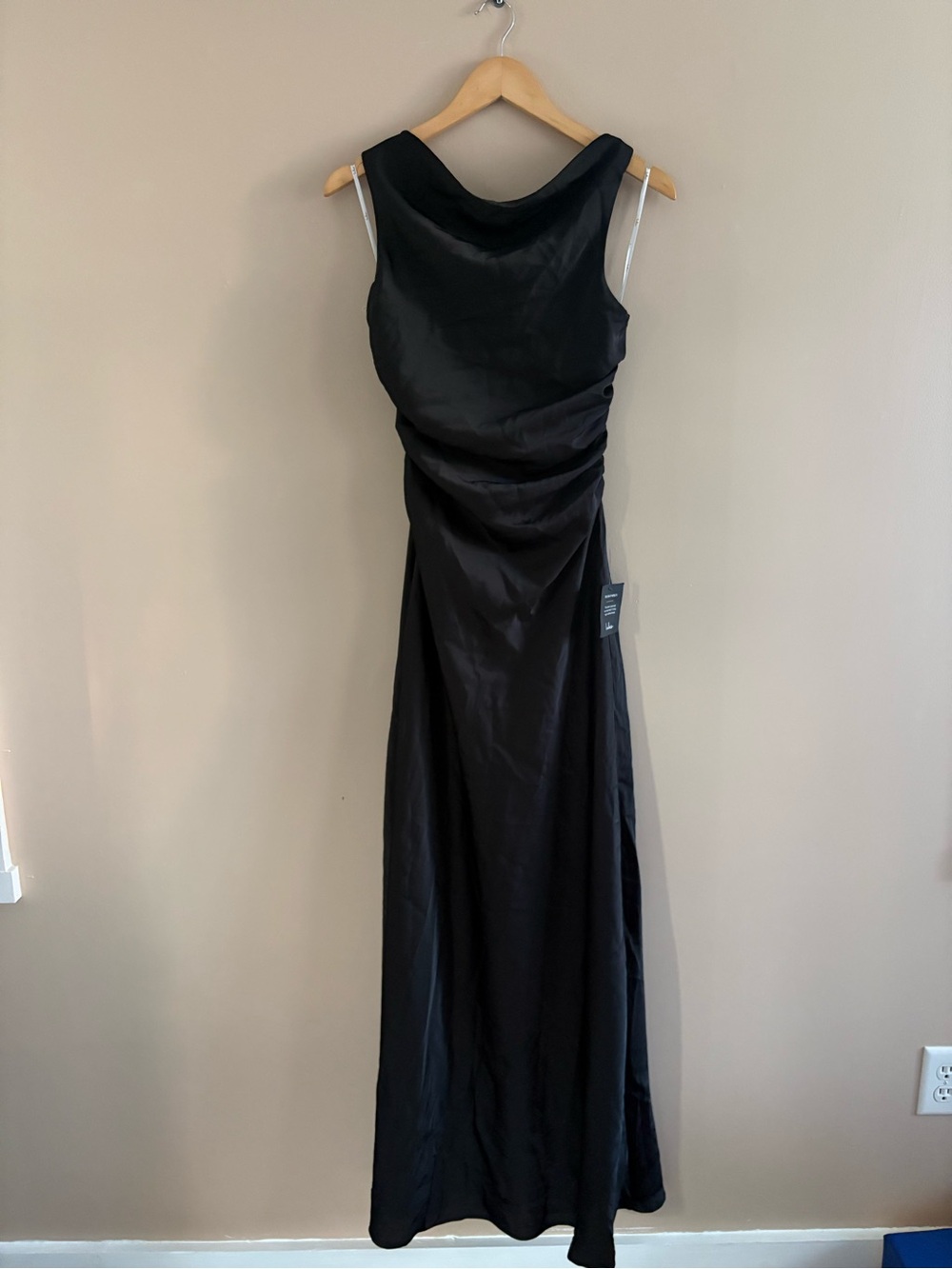 Lulus Effortlessly Sensational Black Satin Backless Maxi Dress Size Small Formal - Picture 3 of 9